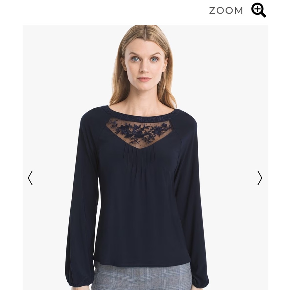 Embroidered-Mesh Raglan Top - Picture 6 of 6